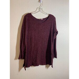 SJS Knit Long Sleeve Casual Light Sweater Womens Size Large/XL Burgundy AC9